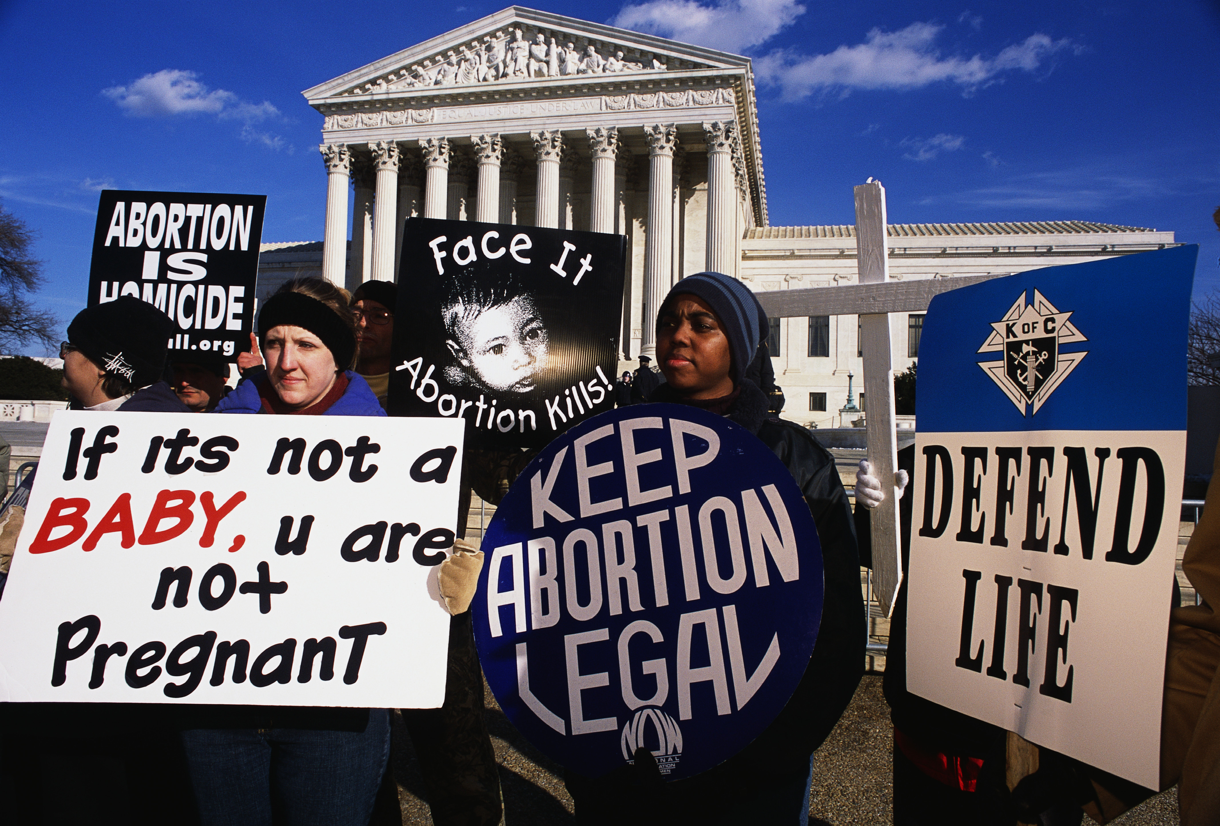 Pro Abortion Demonstrators Standing in Front of the Supreme Court Building