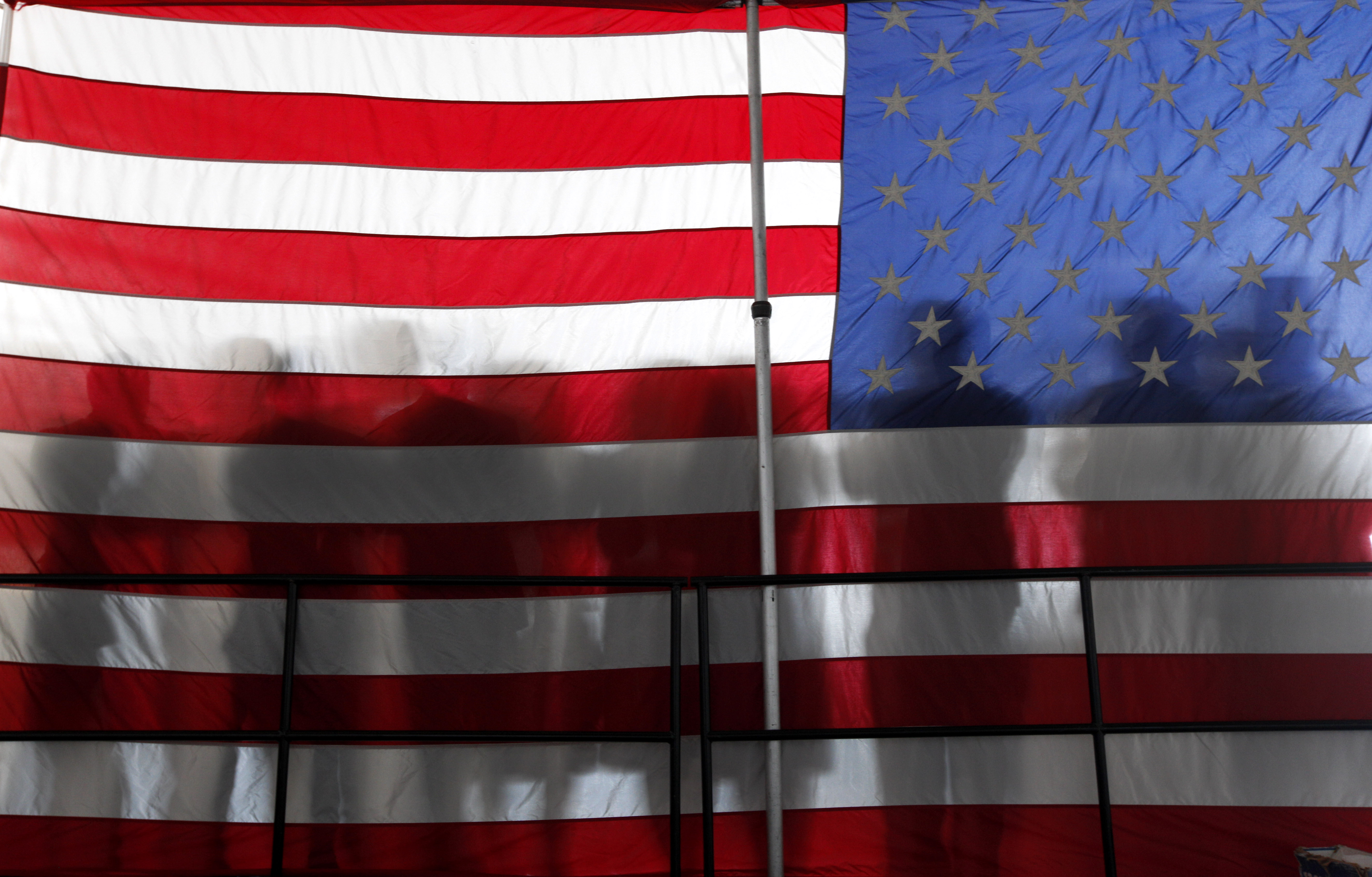 American flag with shadows