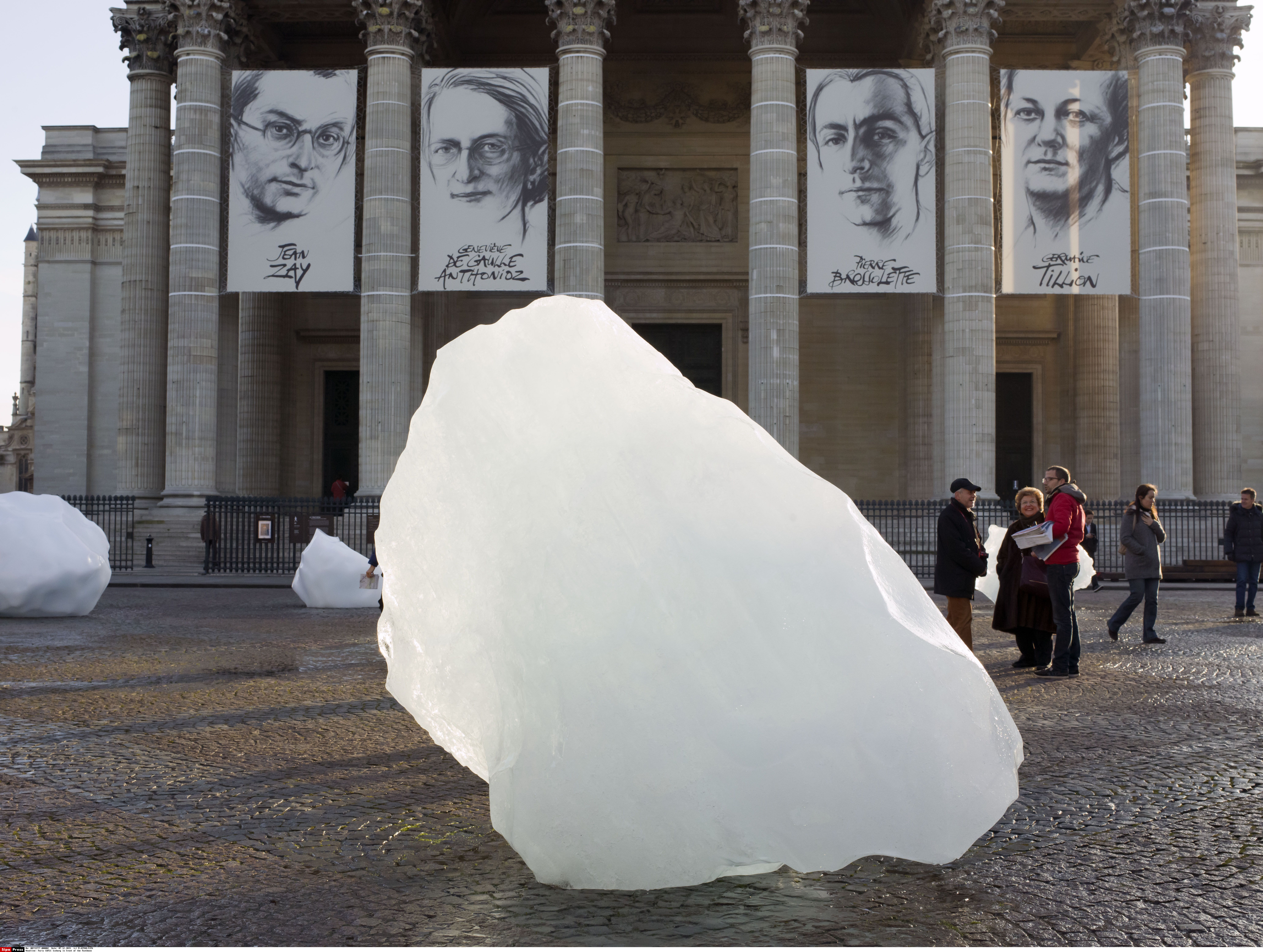 Paris COP21 Iceberg in front of the Pantheon