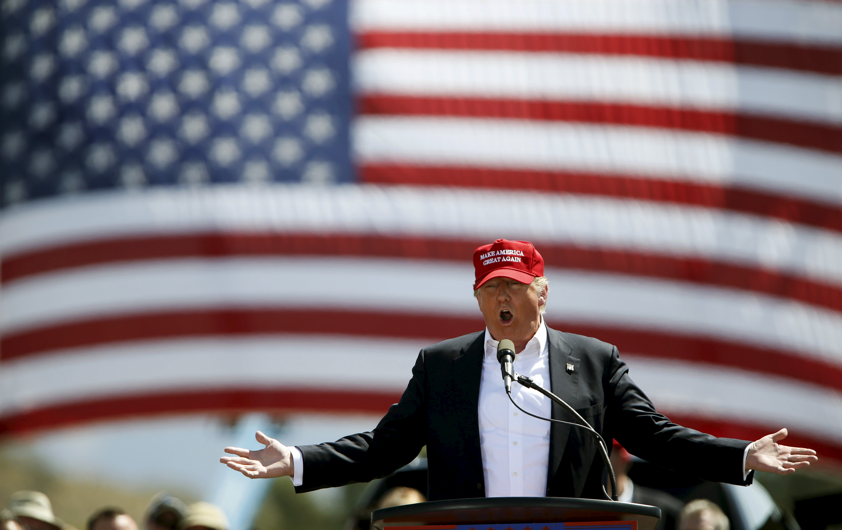 Republican U.S. presidential candidate Trump speaks at a campaign rally in Fountain Hills