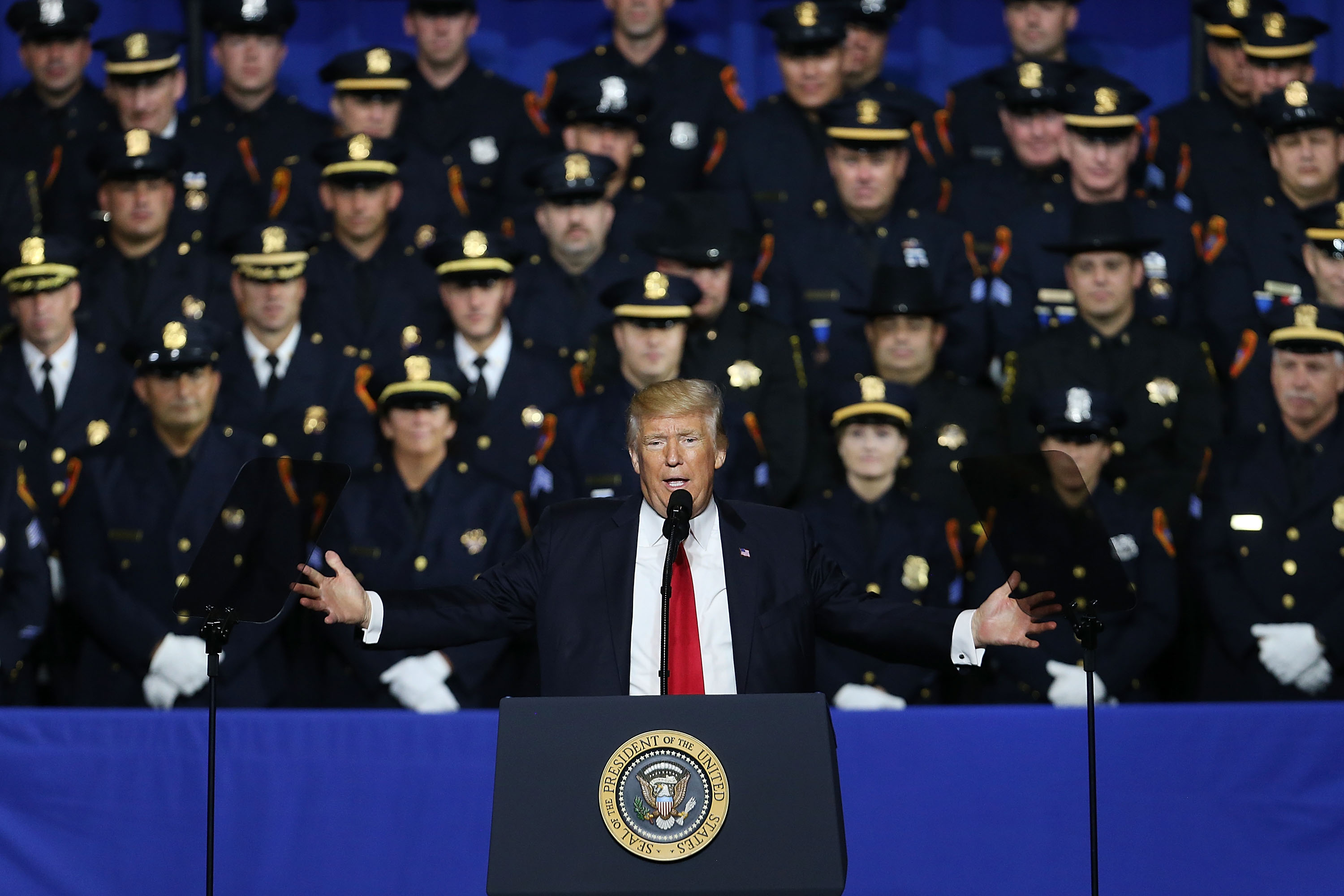 Donald Trump Addresses Members Of Law Enforcement On Long Island