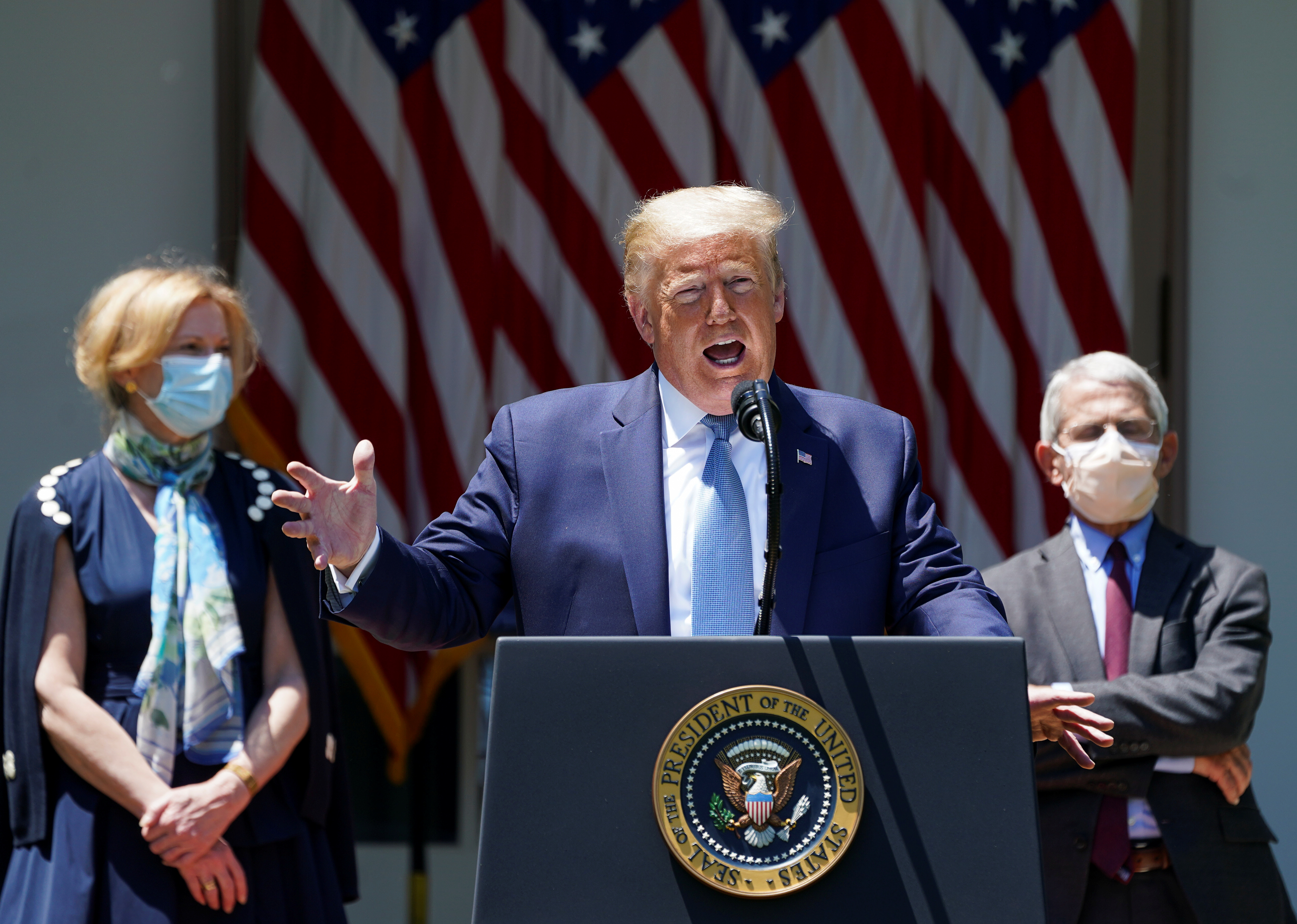U.S. President Trump holds coronavirus response event in the Rose Garden at the White House in Washington