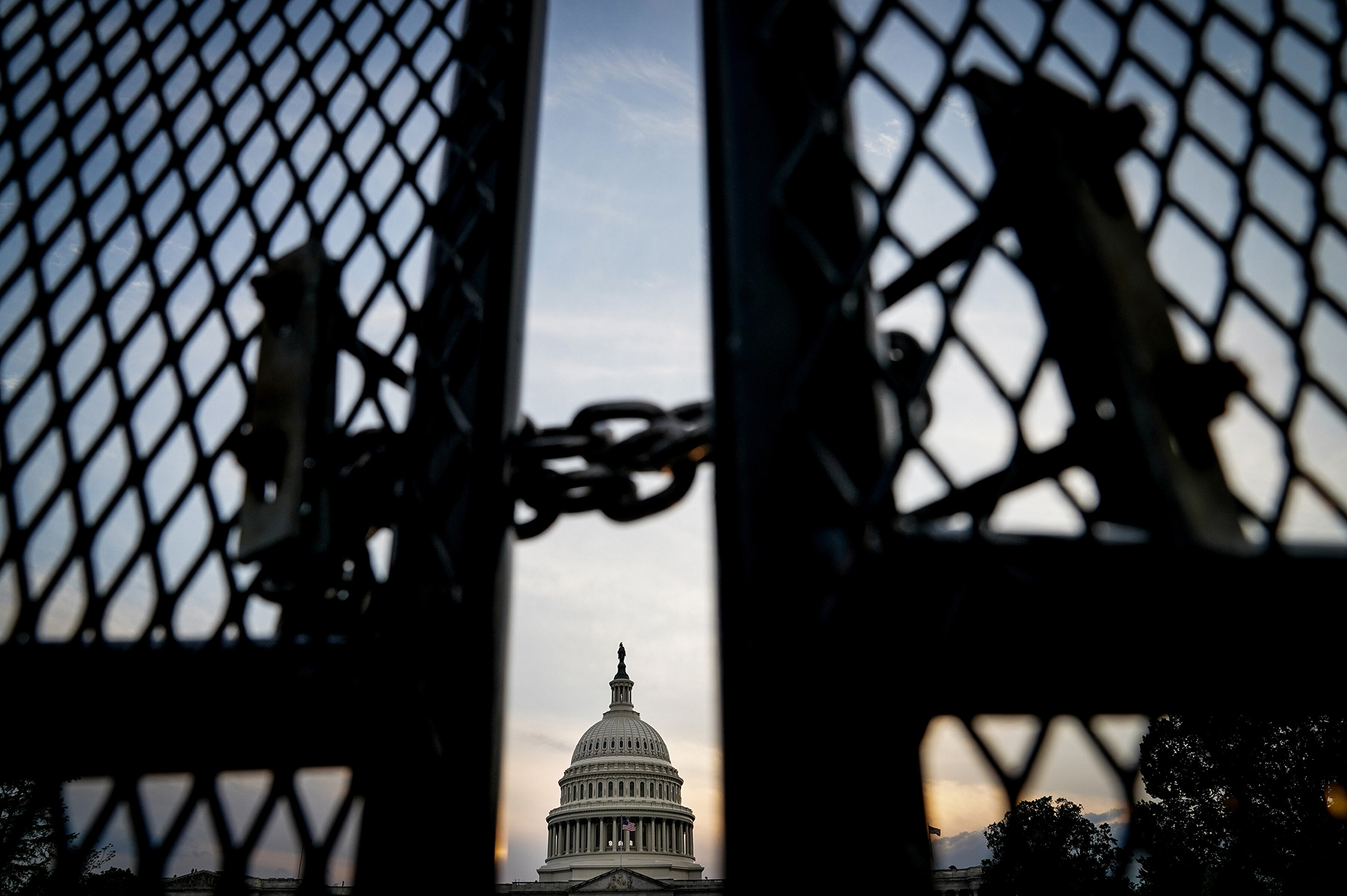 Security fencing surrounds the Capitol ahead of President Joe Biden's address to a joint session of Congress in Washington on Wednesday, April 28, 2021. (Erin Schaff/The New York Times)